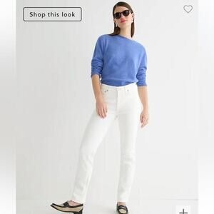 J. Crew Womens Jeans 28 Tall White 9” Mid Rise Slim Straight Leg Stretch BQ306